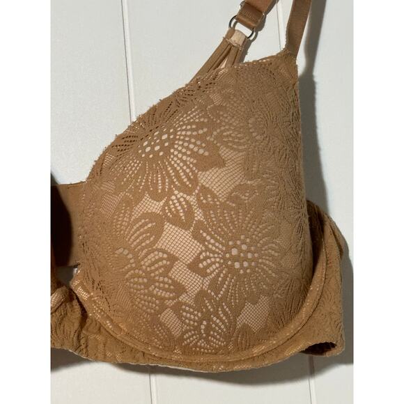 Aerie · 42D · Sunnie Demi Lace Push-Up Bra · Real Good Recycled Nylon · Tan Nude - Picture 6 of 11